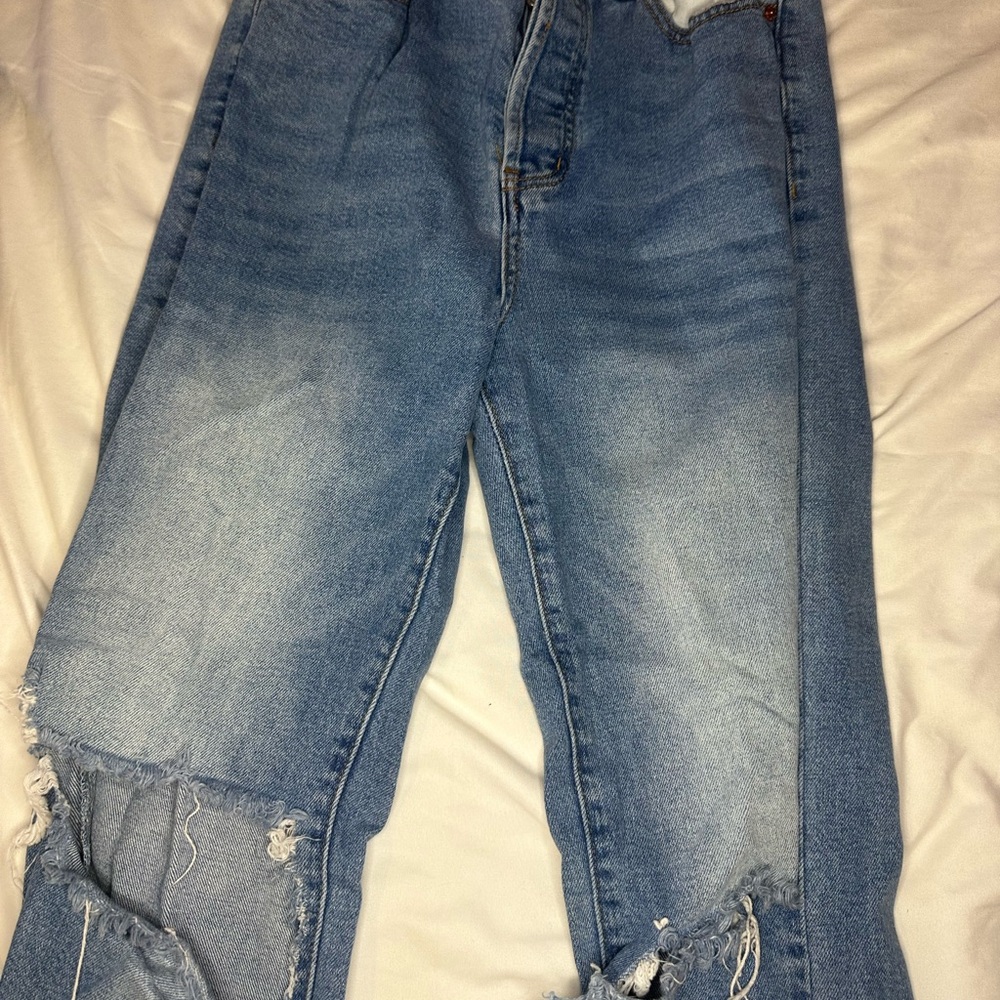 Casual Distressed Light Blue Boyfriend Jeans